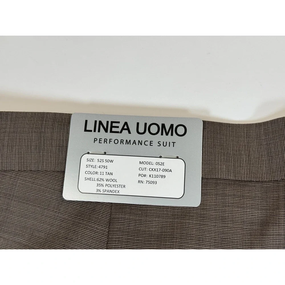 Linea Uomo 2PC Set Performance Suit Jacket & Pants Mens 60R NWT Stretch Wool Tan